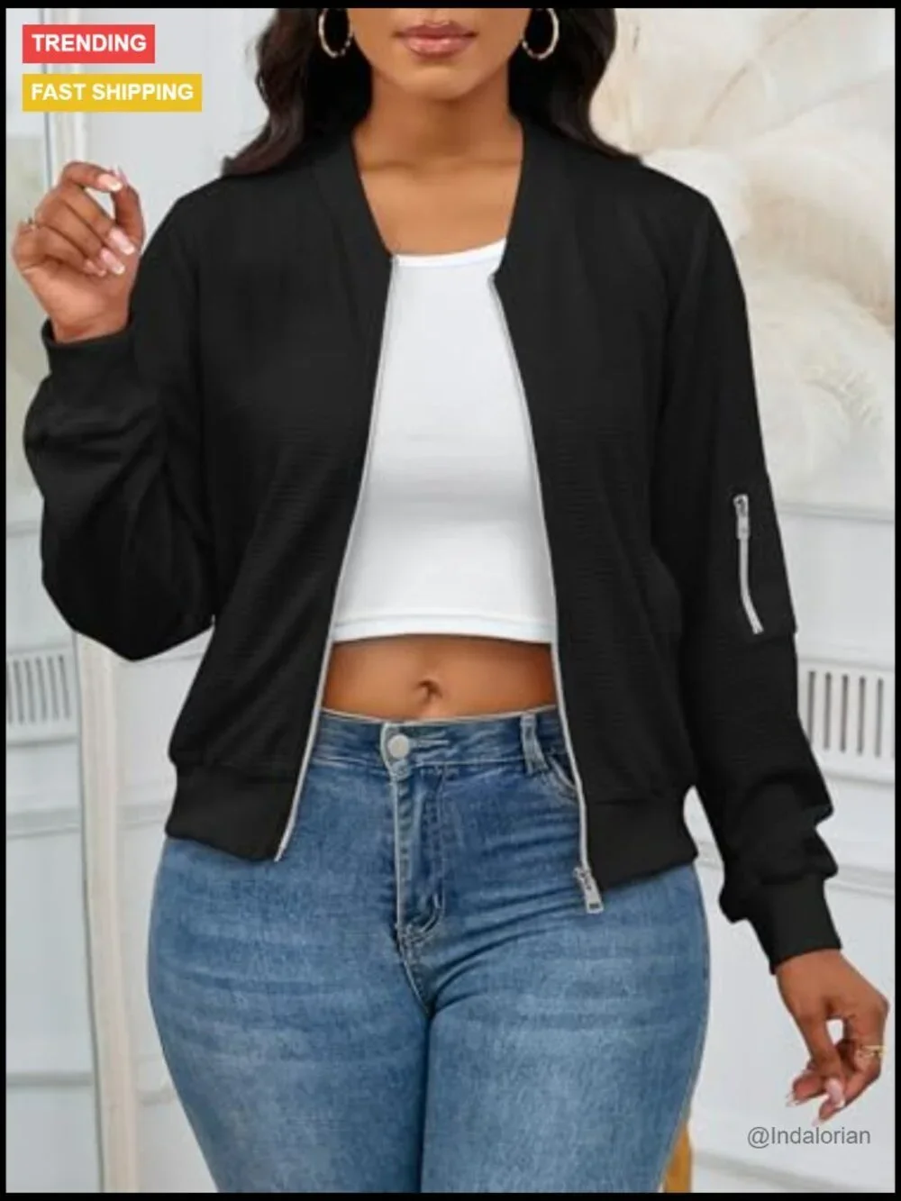 Full Zip Up Loose Long Sleeve Sweatshirt Coat Jacket with Pockets